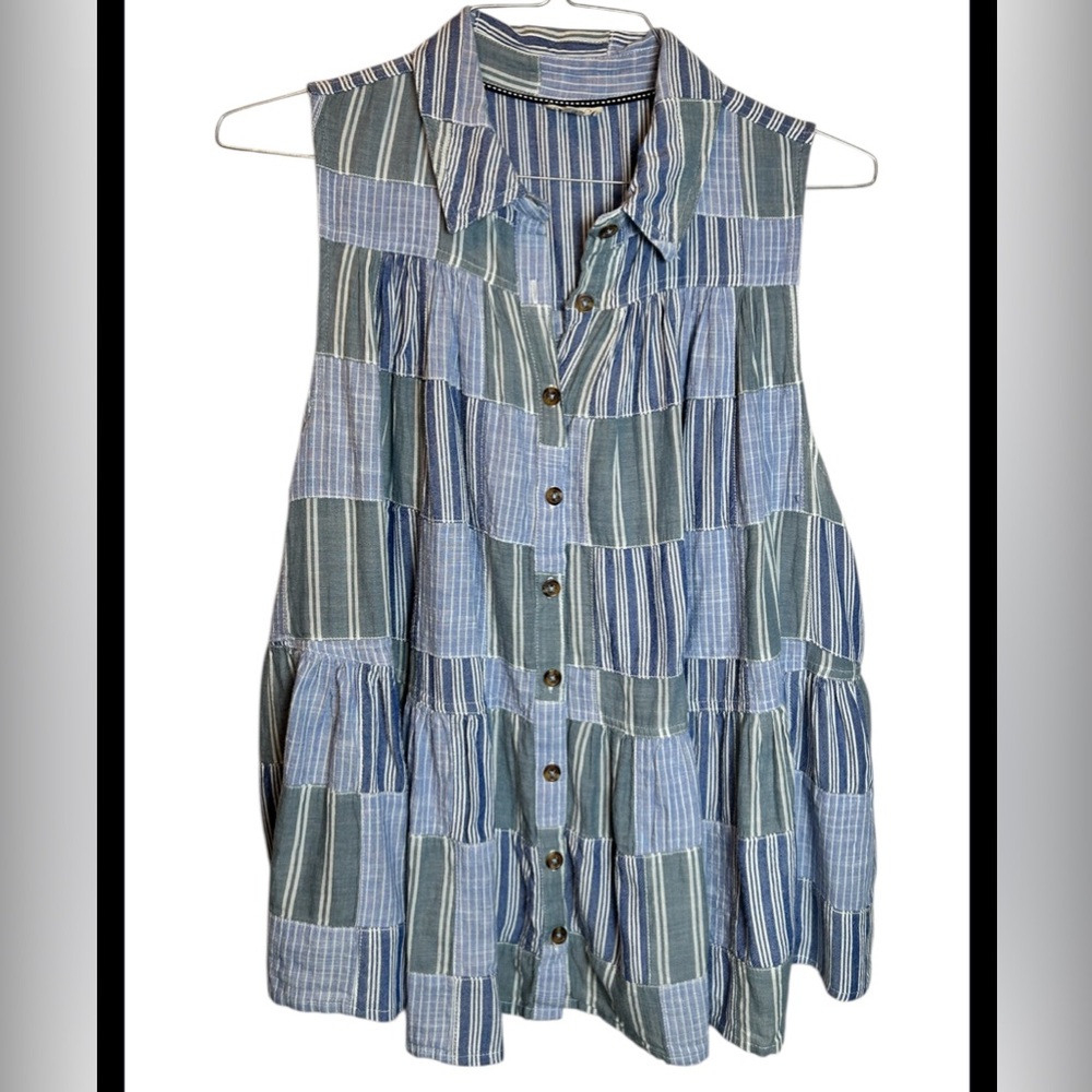 Anthropologie Pilcro Patchwork Tiered Ruffle Sleeveless Top Size 1X - Picture 3 of 6